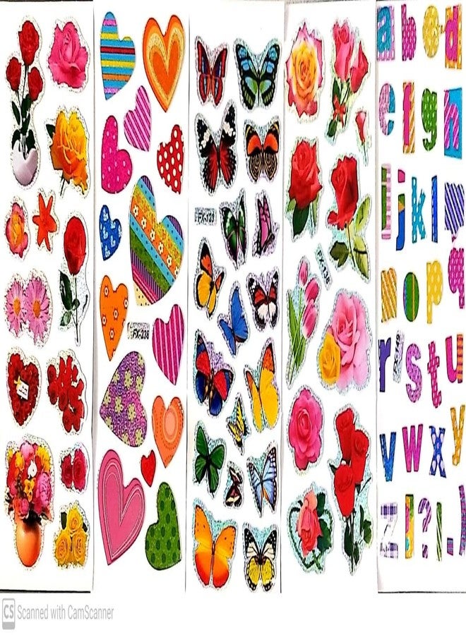 إي شوبينج مجموعة ملصقات ثلاثية الأبعاد بارزة من إي شوبينج®، 20 قطعة، بألوان وتصاميم عشوائية مثل الزهور والقلوب والنجوم والحروف الأبجدية والفراشات وشخصيات كرتونية مختلفة - Image 1